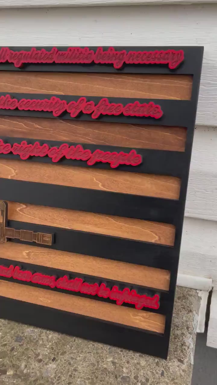 2nd Amendment Gun Flag AR-15 USA Wooden 3D Sign Decor